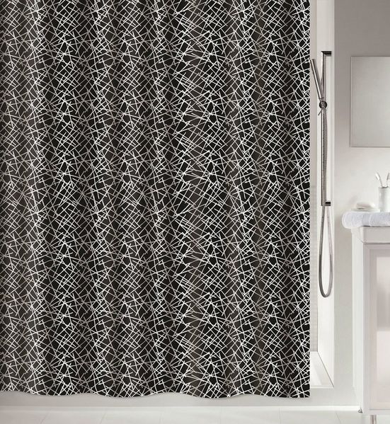 spirella Duschvorhang LINES Breite 180 cm, Anti-Schimmel Textil-Duschvorhang, Polyester, 180x180 cm, waschbar