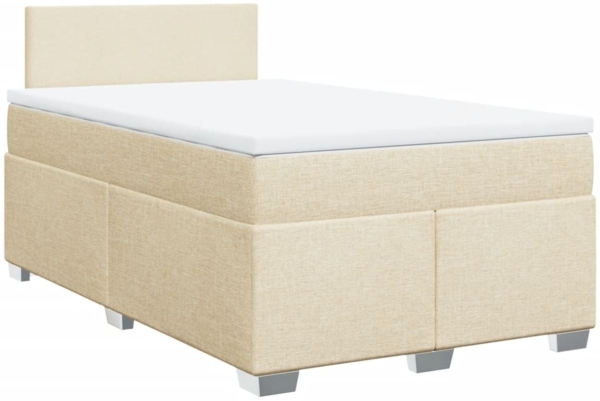 vidaXL Boxspringbett mit Matratze Creme 120x200 cm Stoff 3285853 Bild 1