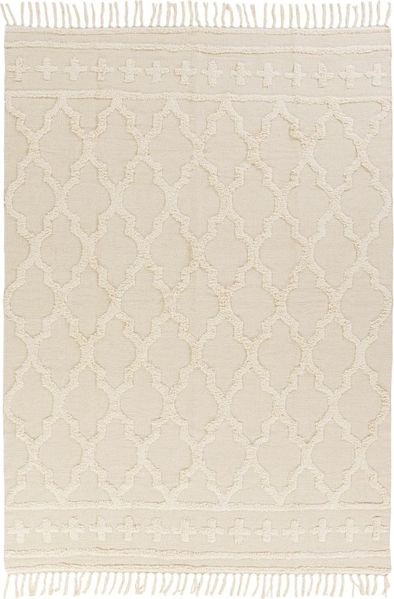 Teppich Okinma aus Baumwolle, klassisch, beige, 160x230 cm, weich und pflegeleicht