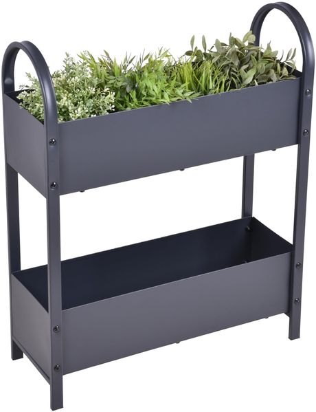 Hochbeet HALLE mit Etagen Anthrazit Eisen | Metall-Hochbeet für Garten Balkon-Beet Gemüsebeet Kräuterbeet