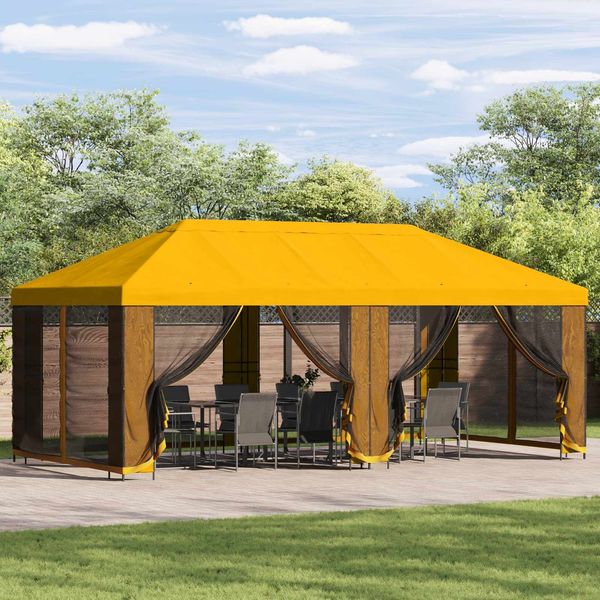 vidaXL Garten Pavillon 6 x 3 m Gelb Polyester und Stahl 190 3376014