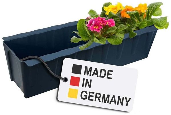 BURI Euro-Paletten Blumenkasten | 37,3cm Anthrazit | Pflanzkasten für Europalette Palette | Balkonkasten | Blumentopf | aus stabilen Kunststoff | Made in Germany
