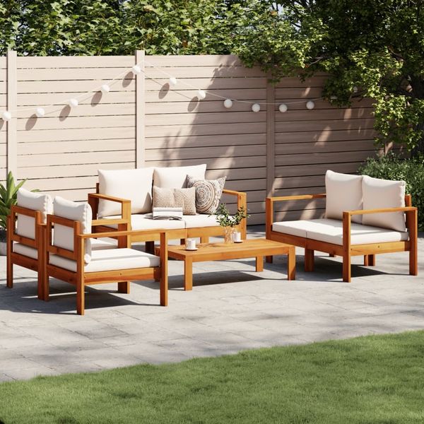 vidaXL 5-tlg. Garten-Sofagarnitur mit Kissen Massivholz Akazie 3214840