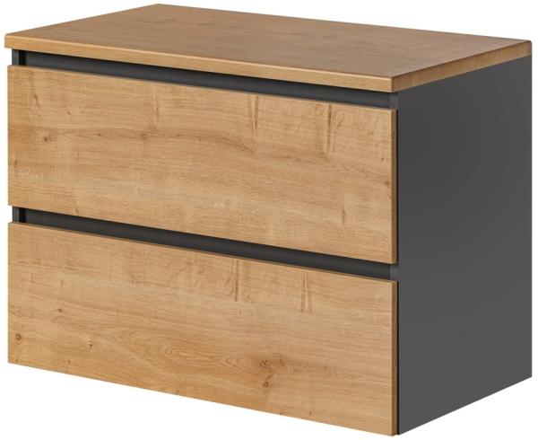 Waschtischunterschrank 80 cm für Aufsatzwaschbecken MODENA-56 in anthrazit mit Hamilton Eiche Nb, B/H/T: ca. 80/59,5/46 cm
