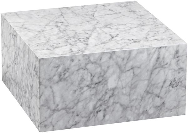 Couchtisch Monobloc 60x30x60cm Hochglanz Marmoroptik Weiß Quadratisch