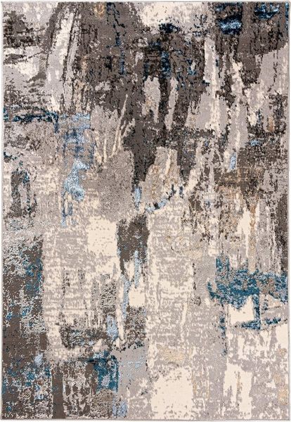 Mazovia Designteppich Modern Teppich für Wohnzimmer - Abstrakt Muster, Beige Blau Grau, 80 x 150 cm, Abstrakt, Modern, Höhe 8 mm, Kurzflor