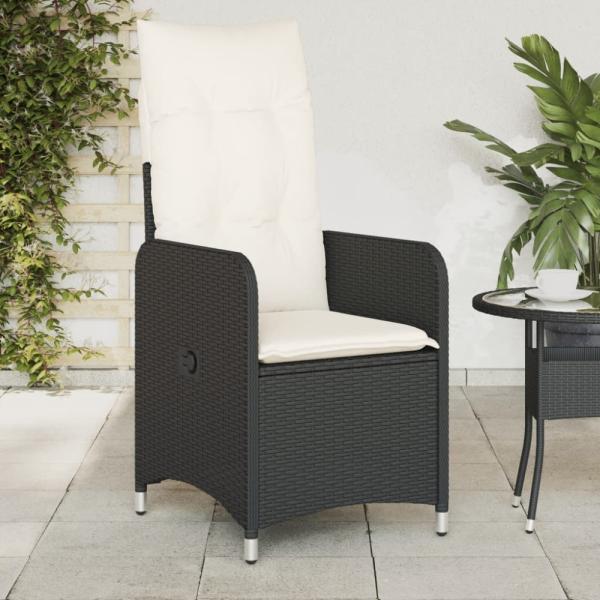 vidaXL Gartensessel mit Kissen 2 Stk. Verstellbar Schwarz Poly Rattan 365685