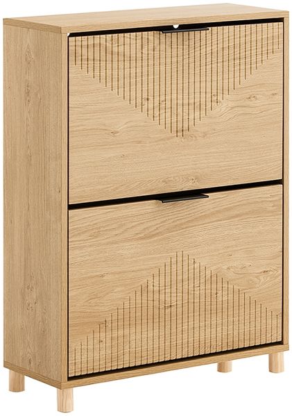 SoBuy FSR200-II-N Schuhschrank, MDF, Lackiert, Helle Eiche, 60 x 83 x 24 cm