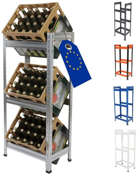 Modo24 Kastenständer HELIOS Metall Getränkekistenregal, Kistenregal, für 2 oder 3 Kisten, Getränkeregal Stabil Kistenständer Freistehend, Kistenhalter, 5 Farben