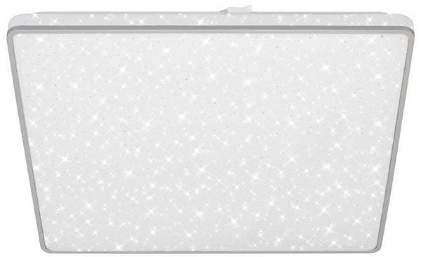 BRILONER Leuchten - LED Deckenlampe mit Sternenhimmel, LED Deckenleuchte Sternendekor, Backlighteffekt, Flach, Neutralweißes Licht, 370 x 370 x 50 mm, chrom-matt