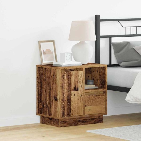vidaXL Nachttisch mit LED Altholz 50 x 34,5 x 50 cm Holzwerkstoff 869590