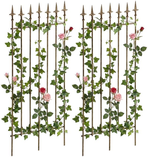 CLP 2er Set Rankgitter Elisa 100 x 50 cm lackiertes Eisen im Jugendstil für Garten,bronze