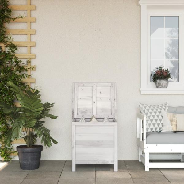 vidaXL Gartentruhe Weiß 50x49x56,5 cm Massivholz Tanne 364749