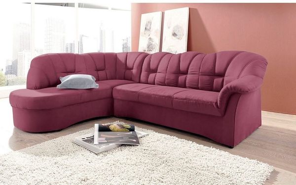 DOMO collection Ecksofa Papenburg, zeitlose Rückensteppung, elegante Armlehne, L-Form, mit Ottomane, wahlweise mit Bettfunktion