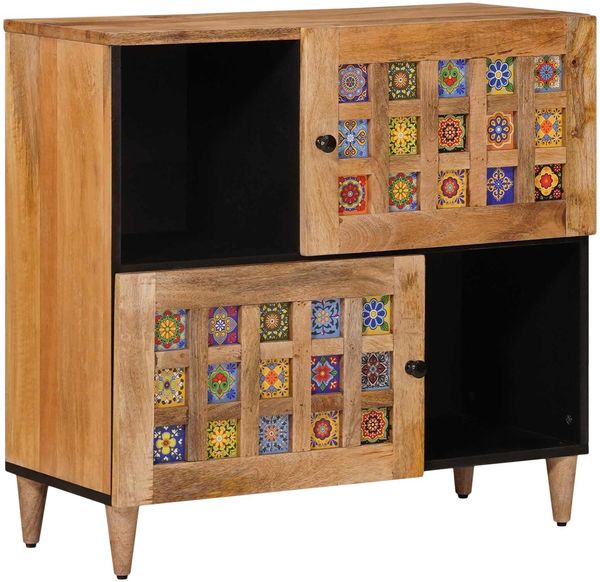 vidaXL Sideboard mit Speicher Natur 80 x 33 x 75 cm Massivholz Mango 4018287
