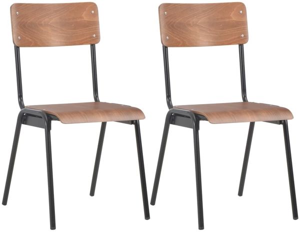 vidaXL Esszimmerstühle 2 Stk. Braun Massives Sperrholz Stahl 280084