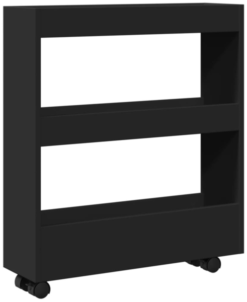 vidaXL Aufbewahrungswagen Schmal 3 Etagen Schwarz Holzwerkstoff 855242