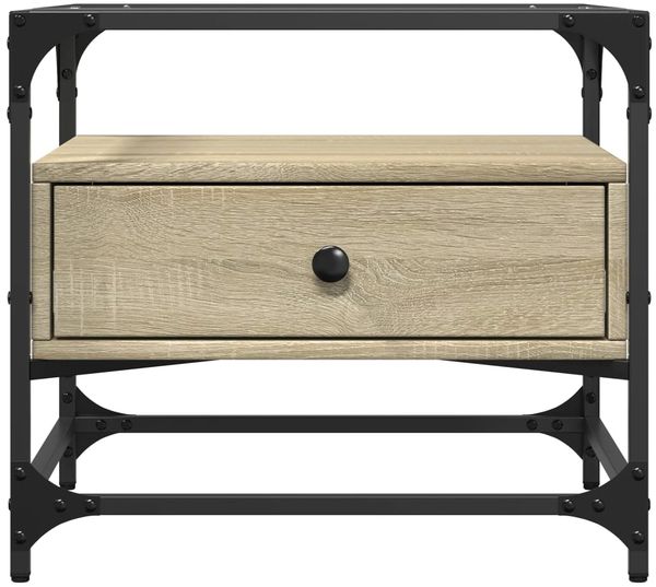 vidaXL Couchtisch mit Glasplatte Sonoma-Eiche 50x50x45 cm Stahl 846050 Bild 4