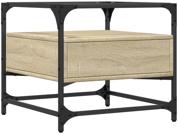 vidaXL Couchtisch mit Glasplatte Sonoma-Eiche 50x50x45 cm Stahl 846050 Bild 6
