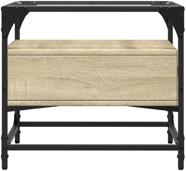 vidaXL Couchtisch mit Glasplatte Sonoma-Eiche 50x50x45 cm Stahl 846050 Bild 5