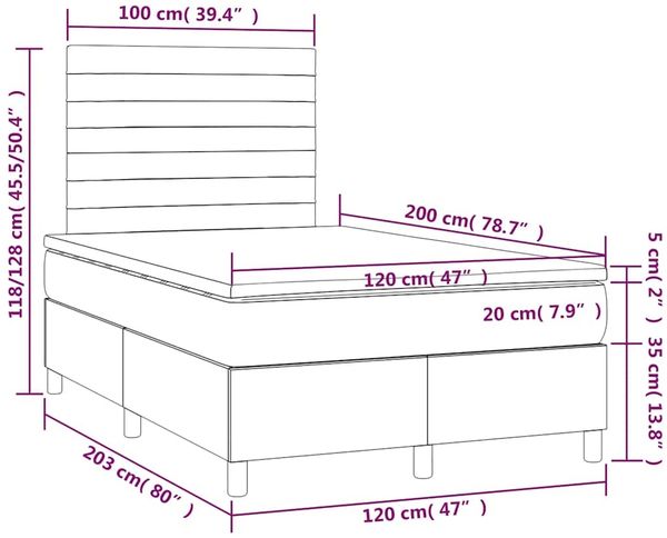Boxspringbett mit Matratze & LED Samt Dunkelblau 120x200 cm Bild 9