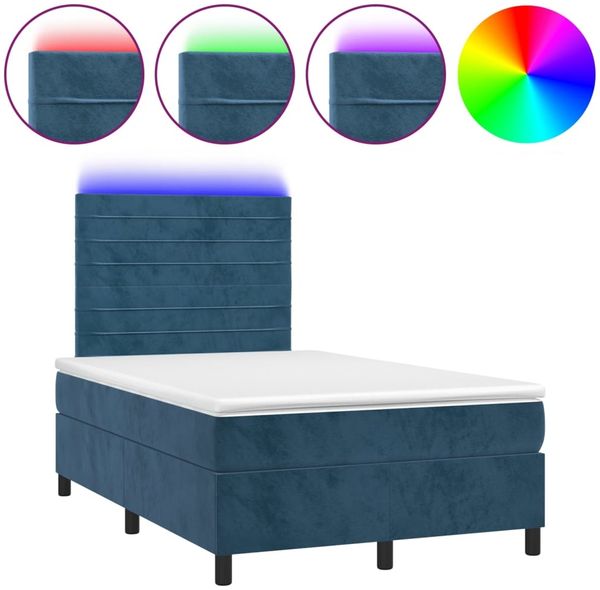 Boxspringbett mit Matratze & LED Samt Dunkelblau 120x200 cm Bild 2