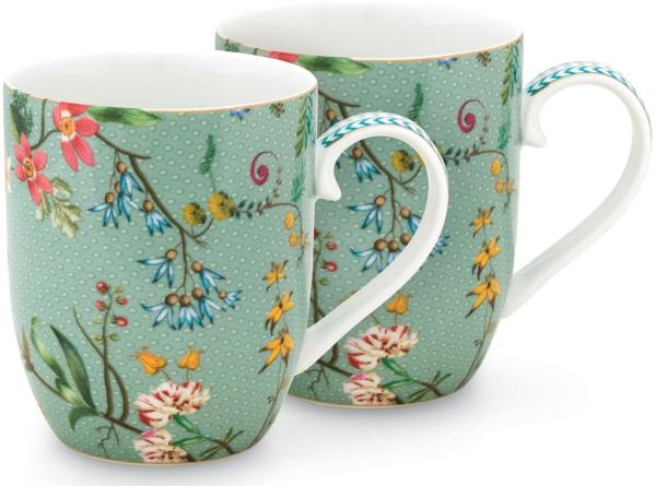 PIP STUDIO Jolie Flowers Blue Becher mit Henkel klein Set2