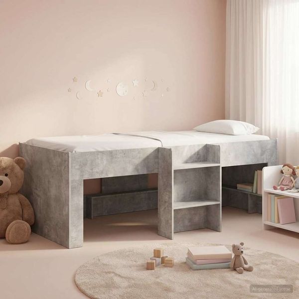 vidaXL Hochbett für Kinder 2 pcs Betongrau 98,5x200 cm Holzwerkstoff 3422566