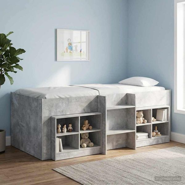 vidaXL Hochbett für Kinder 2 pcs Betongrau 98,5 x 200 cm Holzwerkstoff 3422566