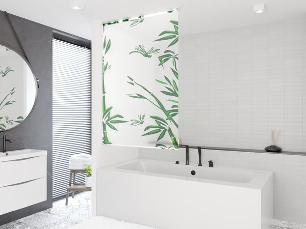 Basic Duschrollo 100x190 cm Modell Bambus weiss grün Duschvorhang!
