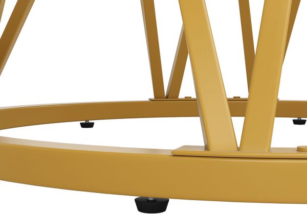Runder Esstisch (100×100×76cm), Küchen-Esstisch, runder Couchtisch für 4 Personen, geeignet für Esszimmer, Wohnzimmer, stilvolle Tischbeine aus Metall, Tischplatte aus MDF-Marmor, Gold Bild 10
