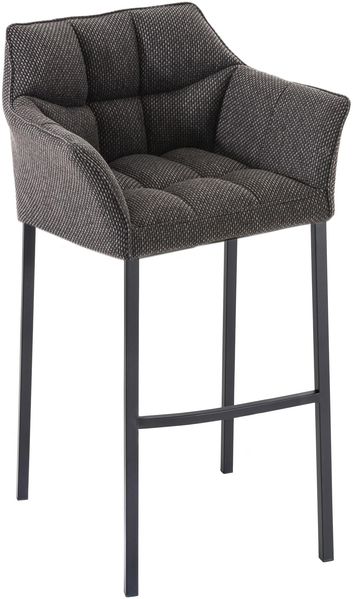 Barhocker GIBEL - Stoff Titangrau 64x48x110 cm Schwarz | Barstuhl Mit Lehne Tresenhocker Tresenstuhl Kneipenhocker Kneipenstuhl