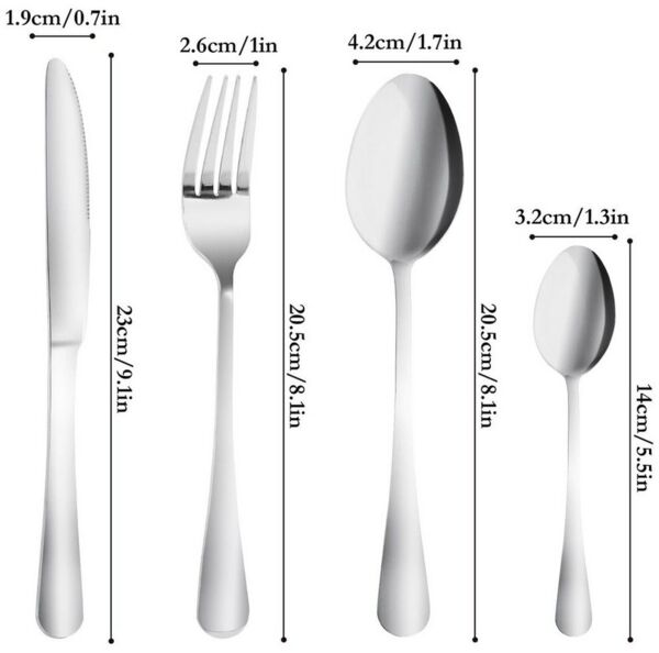 Forrlite Besteck-Set Besteck Set für 6 Personen,24teiliges Edelstahl Essbesteck&Steakmesser, 6 Personen, Elegantes/Modernes Besteckset,Besteck Set für Restaurant,Hotel,Zuhause