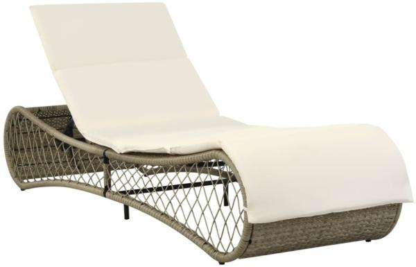 vidaXL Sonnenliege mit Auflage Poly Rattan Grau