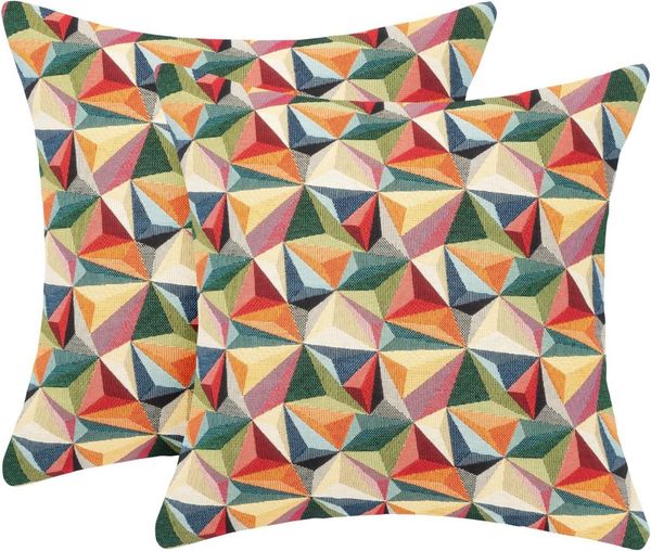 Selfitex Dekokissen mit buntem Muster im 2er Set, 30x50/40x40/50x50 inkl. Füllkissen, hochwertig gewebter Gobelin Kissenbezug mit weichem Füllkissen