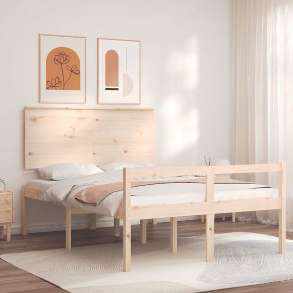 vidaXL Seniorenbett mit Kopfteil 140x190 cm Massivholz 3195461