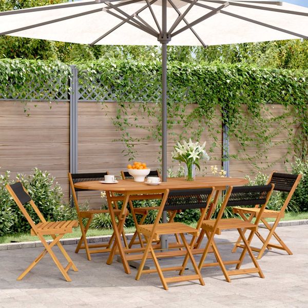 vidaXL Gartenstühle 6 Stk. Klappbar Schwarz Massivholz Akazie 3214602