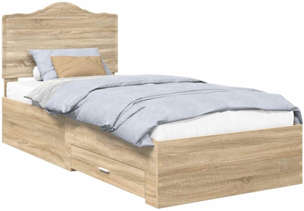 vidaXL Bettrahmen mit Kopfteil Sonoma-Eiche 90 x 190 cm Holzwerkstoff 3413659