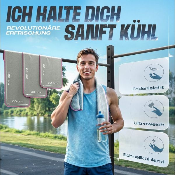 NirvanaShape Handtücher Kühl-Tuch eiskalt mit sofortiger Kühlwirkung kühlendes Handtuch, sofortiger Kühlwirkung, ultraleicht, Ideal für Sport & Freizeit