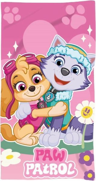 Paw Patrol Strandtuch in Rosa für Kinder aus Microfraser, 70cm x 140cm