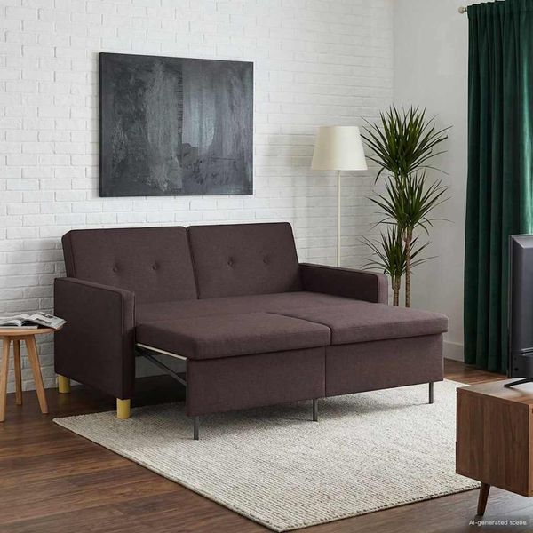 vidaXL Schlafsofa Ausziehbar Dunkelbraun Stoff 42033342