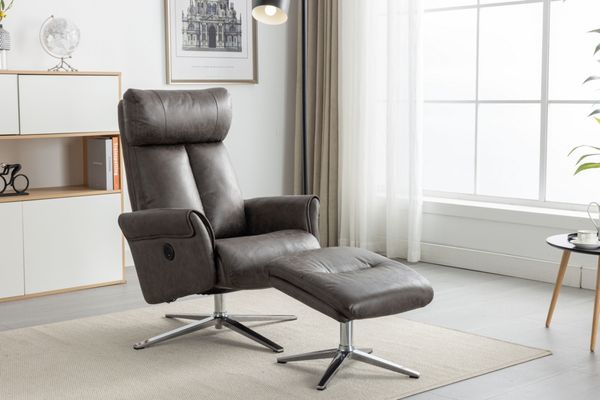 Elektrisch verstellbarer Relaxsessel mit Hocker, ca. 106,5 x 71,5 x 88 cm - Grau