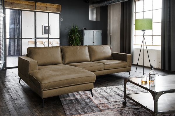 KAWOLA Sofa BLOOM Ecksofa Leder camel Recamiere links 84 x 177 x 276 cm