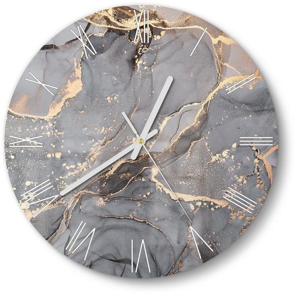 DEQORI Wanduhr 'Elegantes Marmormuster' (Glas Glasuhr modern Wand Uhr Design Küchenuhr)