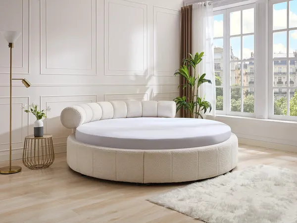 Vente-unique - ROGILA Bett Stoff Weiß - B 255 cm x H 81 cm x L 245 cm