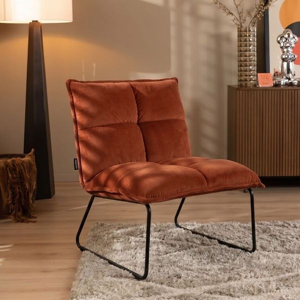 Bronx71 Samt Sessel Malaga modern kupfer / rostbraun