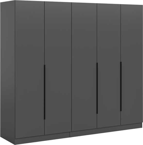 Kleiderschrankkombination (B/H/T: 200x180x52 cm) in anthrazit