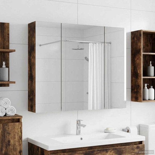 vidaXL Badezimmerspiegelschrank Geräucherte Eiche 80 x 14,5 x 70 cm 889107