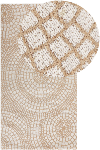 Teppich Jute beige weiß 80 x 150 cm geometrisches Muster Kurzflor ARIBA