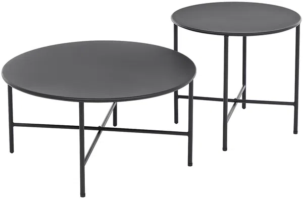 Vente-unique - NIKAO Gartensitzgruppe Metall Schwarz - B 70 cm x H 45,5 cm x L 70 cm